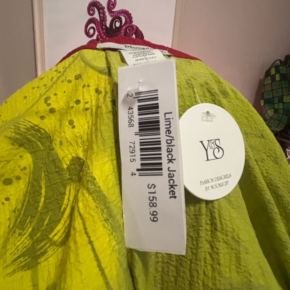 Y&S Women’s XL Lime Green Abstract Print shirt jacket - Picture 15 of 16
